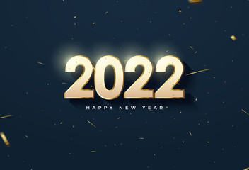 Fototapeta na wymiar 2022 Happy New Year With Embossed Shaded Numbers Illustration