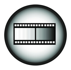 Film strip design, in gray, black and white illustration, gradient circle and white background. vector illustration.