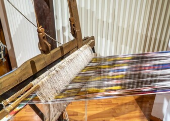 Uzbekistan, traditional Silk weaving of  Ikat patterns