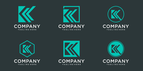 Set of creative monogram letter k logo design - obrazy, fototapety, plakaty