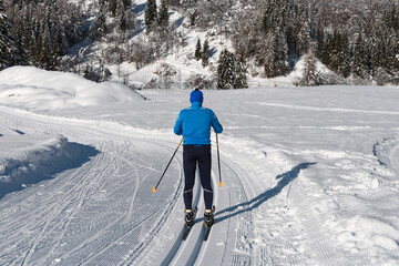 sciare sci nordico sci fondo  - obrazy, fototapety, plakaty