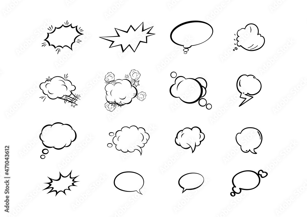 Poster speech bubble icon set. talk bubble. cloud speech bubbles collection. chat message bubbles vector ic