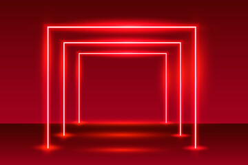 Neon Show Light Podium Red Background _3