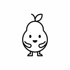 Cute Line Pear Illustration