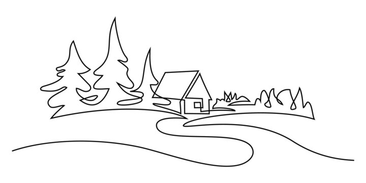 Easy Village Scenery Drawing