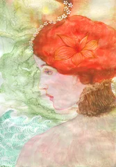 Gardinen woman with flowers. beauty background. fashion illustration. watercolor painting  © Anna Ismagilova