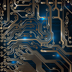 Circuit board background. Cyber monday. Technology concept, dark background. Analog circuit. Electronic computer technology, digital chip. Space for text, copy space. Vector design element