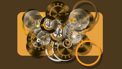 Fantasy art wallpaper with vintage style. Abstract image vector of time machine parts. The scattered mechanical parts of time machine. 