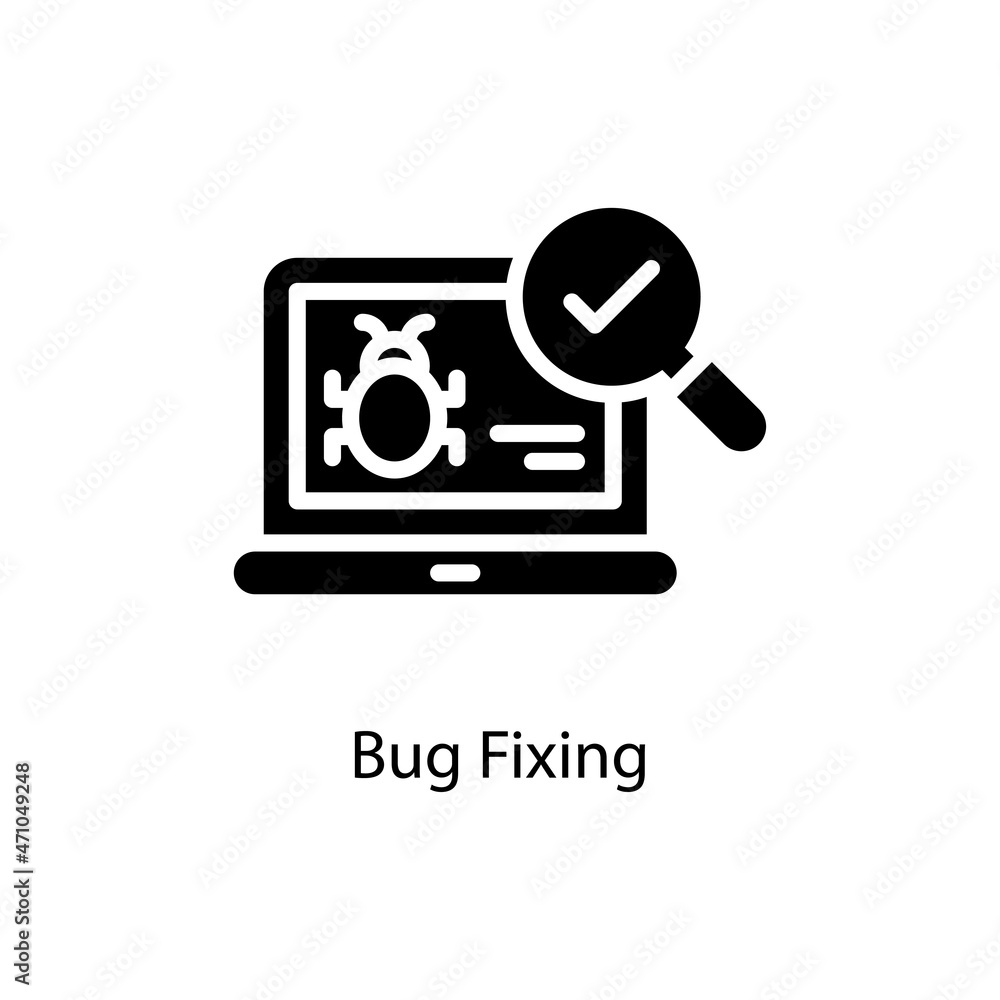 Poster bug fixing vector solid icon design illustration. web and mobile application symbol on white backgro