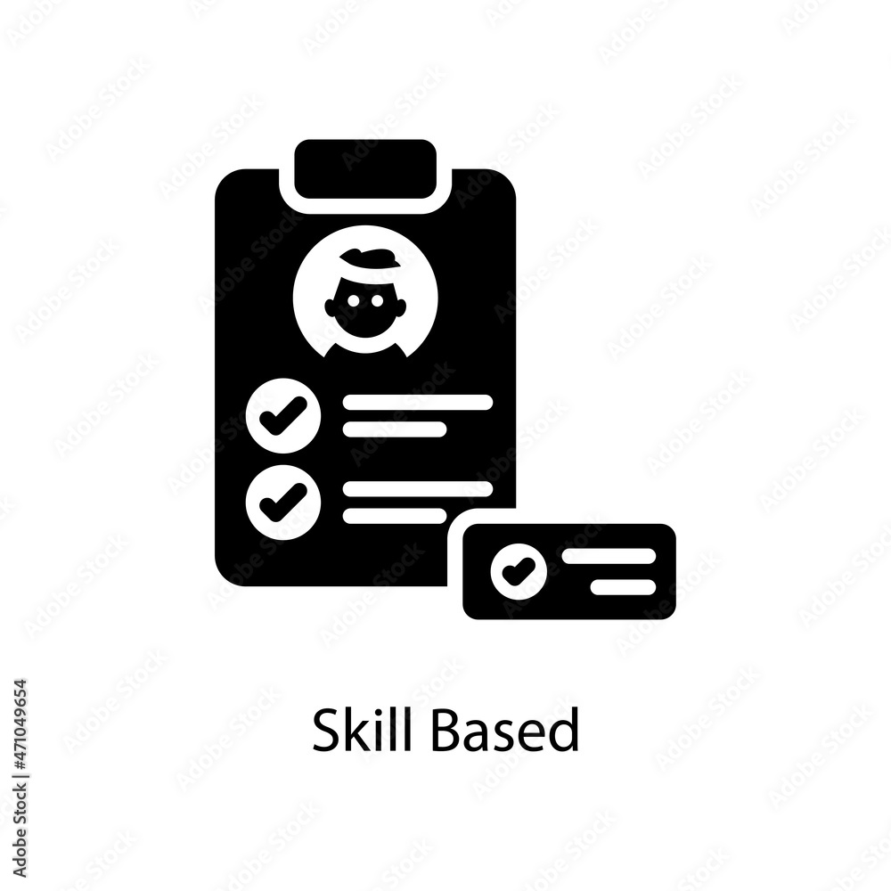 Poster skill based vector solid icon design illustration. web and mobile application symbol on white backgr