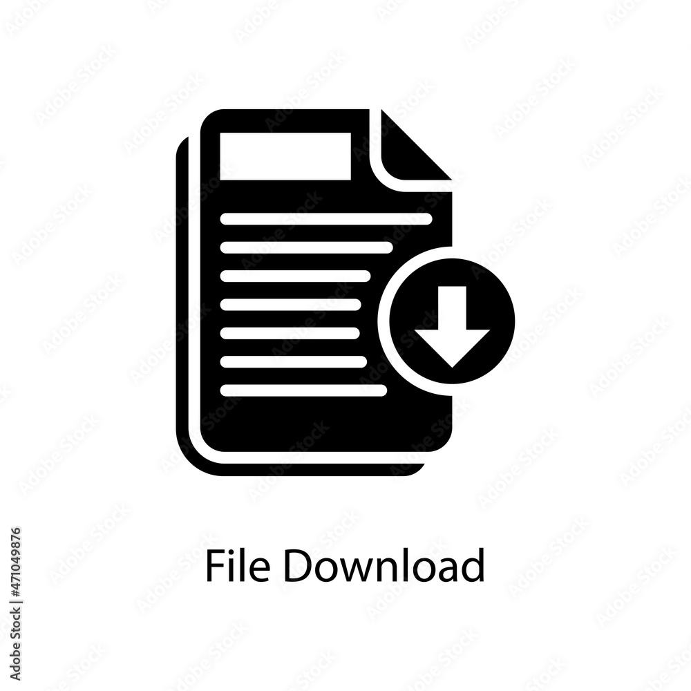 Poster file download vector solid icon design illustration. web and mobile application symbol on white back