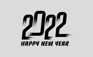 Happy New Year 2022 Wishing Celebration Wild Edge Script Text Lettering Celebrate Festival Premium Modern Minimal Alphabet Numeric Letters Editable Vector File