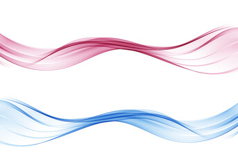 Transparent set wave stream on light background. Design element. Vector smooth abstract wave background.