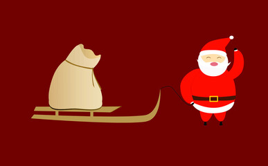 Character cartoon icon red hat santa claus fat and Bag gift sledge decoration ornament merry christmas happy new year december on winter season greeting festival celebrate party event