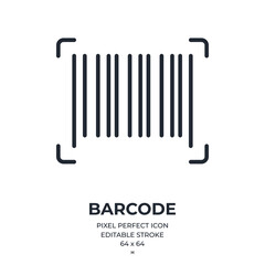 Barcode editable stroke outline icon isolated on white background flat vector illustration. Pixel perfect. 64 x 64.
