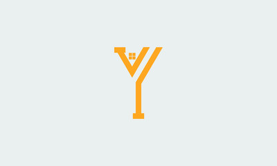 Letter Y Lines Logo Vector Design. Creative Letter Icon with Yellow Lines.