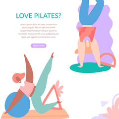 Two young women doing pilates, pilates poster