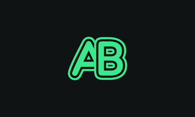 Bcreative old letter AB logo thick one line minimalist style.