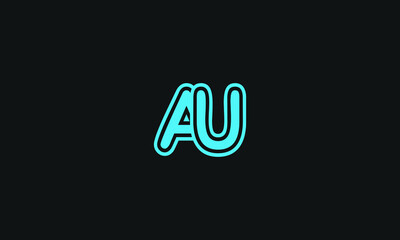 Fototapeta na wymiar Bold letter AU logo thick one line creative minimalist style.