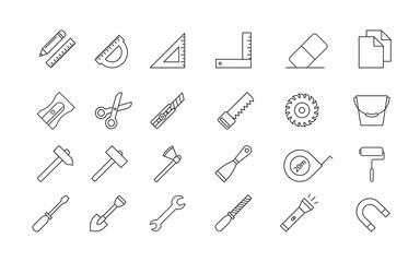 A set of icons on the theme of tools