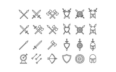 A set of icons on the theme of weapons