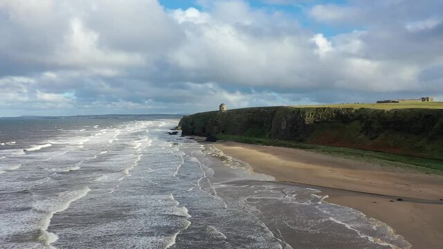Aerial view Downhill beach in County Londonderry in Northern Ireland