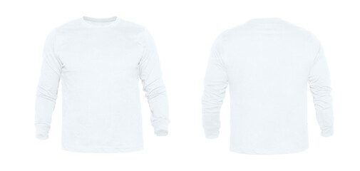 Blank long sleeve T Shirts color white template front and back view on white background
