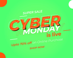 Naklejka premium Cyber Monday Sale design HYPERPOP GREEN & Flush Orange.