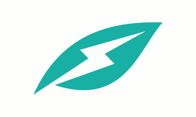 lightning leaf logo design icon vector illustration