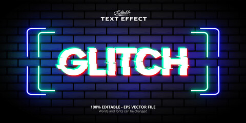 Text effect, Futuristic and editable glitch text effect - obrazy, fototapety, plakaty