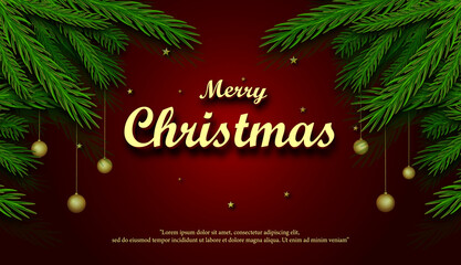 Realistic merry christmas background with realistic wallpaper design