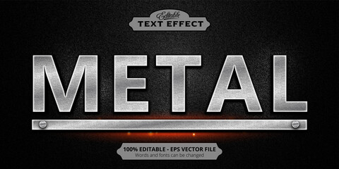 Text effect, Realistic and editable Metal lettering on black background