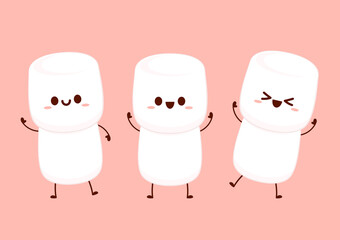 Marshmallow cartoon. marshmallow character design. Marshmallow vector.