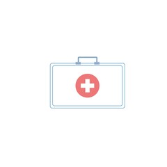 Cartoon vector flat medical case isolated on empty background-disease prevention,diagnostics,medical treatment and therapy concept,web site banner ad design
