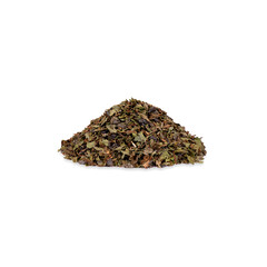 pile of green tea and spicy blend isolated on white background