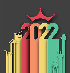 Happy New Year 2022 Text Typography Design Patter, Vector illustration.