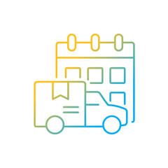 International orders shipping schedule gradient linear vector icon. Cargo truckload delivery on-time. Shipment service. Thin line color symbol. Modern style pictogram. Vector isolated outline drawing