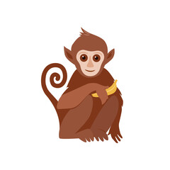 Cute little monkey on a white background. Vector illustration.
