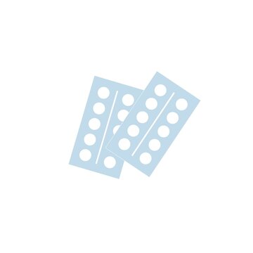 Vector cartoon flat different medication drugs and pills blister pack,isolated on empty background-health care treatment,online telemedicine concept,web site banner ad design