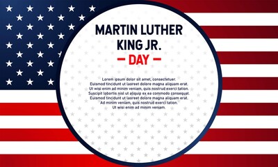 Martin Luther King Day Background. Januari 18. Template for banner, card, or poster. With a star icon and USA flag. Premium and luxury vector illustration
