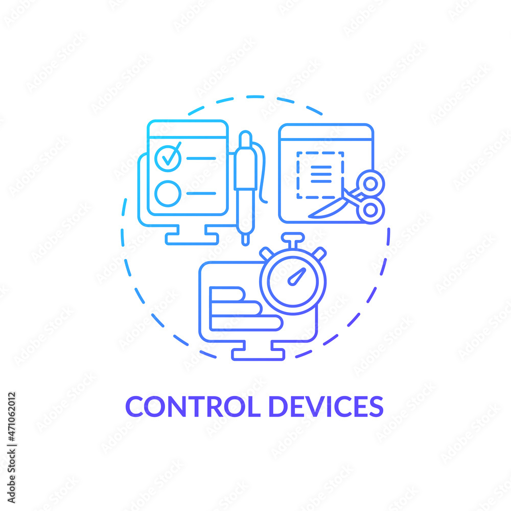 Poster control devices blue gradient concept icon. surveillance to track work software performance. employe