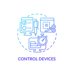 Control devices blue gradient concept icon. Surveillance to track work software performance. Employee monitoring abstract idea thin line illustration. Vector isolated outline color drawing