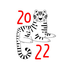 The Tiger is the Zodiac Symbol of the 2022 New Year. Vector illustration - 471062044