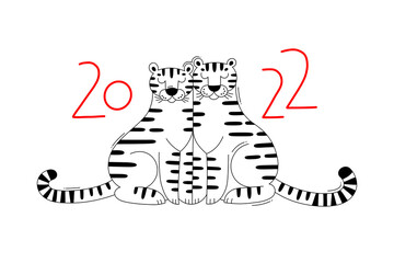 The Tiger is the Zodiac Symbol of the 2022 New Year. Vector illustration - 471062226