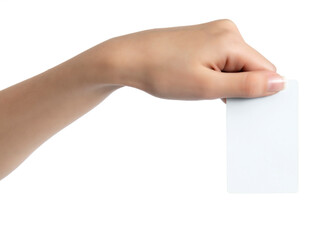 Obraz premium Hand holding blank card isolated with clipping path