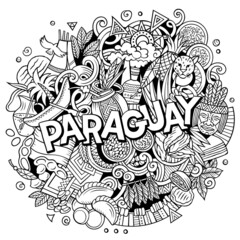 Fototapeta na wymiar Paraguay hand drawn cartoon doodle illustration.