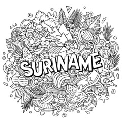 Suriname hand drawn cartoon doodle illustration.