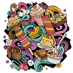 Sweet food vector doodles illustration.