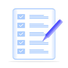 Successfully complete business task icon.checklist on clipboard paper. 3d vector illustration.