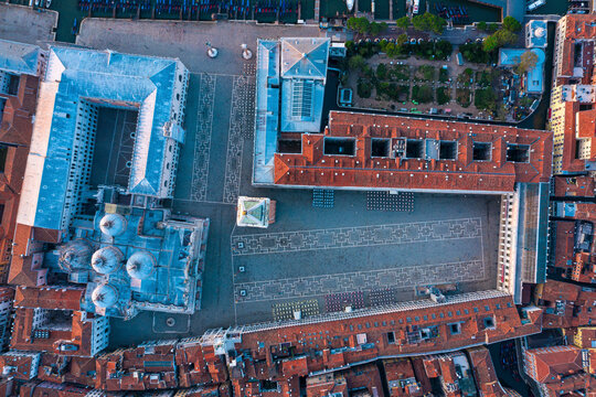 Aerial view of Piazza San Marco (San Marco Square) in Venice, Italy.